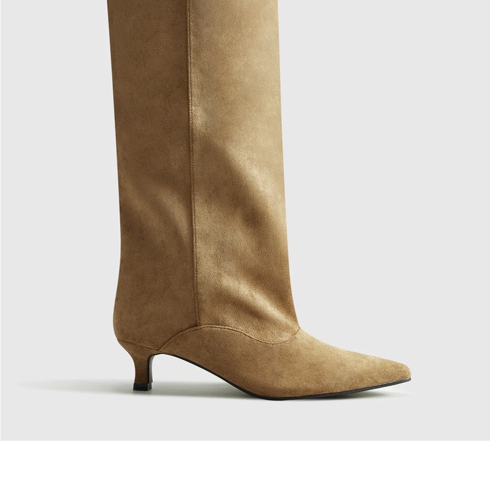Commense Kitten Suede Knee High  Boots